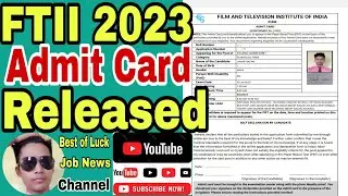 FTII Admit Card Released 2023// FTII Admit Card Download Kaise Kare// Download Full process
