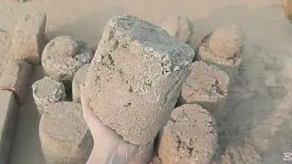 Asmr sand cement with black concrete texture dry on floor and claypot crumbling 