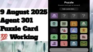 Agent 301 puzzle 9 August | Agent  301 Daily puzzle 9 August | agent 301 today Combo