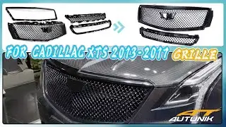 Black Front Upper Grille + Lower Grill W/ Frame For Cadillac XTS 2013-2017