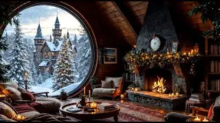 🔥 Cozy Christmas Cabin Retreat: Fire Sounds & Snowfall for Relaxing