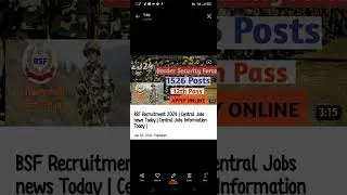 BSF Recruitment 2024 | Central Jobs News Today |