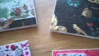 Ceramic Tiles covered in scrapbook paper to make pretty coasters!
