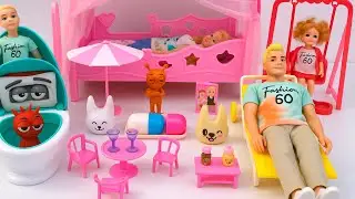 8 Minutes Satisfying with Barbie Princess House with Potty Training, Swing Chair & items