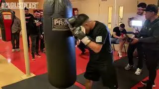 Alexis Rocha displays his power on the heavy bag ahead of his bout with Blair Cobbs on March 19
