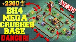 BUILDER HALL 4 MEGA CRUSHER BASE DESIGN|BH4  New Anti 3 star Base|Clash Of Clans