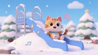 Kitty Cat Winter Snow Slide Song | Nursery Rhymes & Kids Songs
