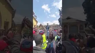 Bungoma Senator Moses Wetangula cheered by Bungoma Catholic Church faithfuls as he leaves the church