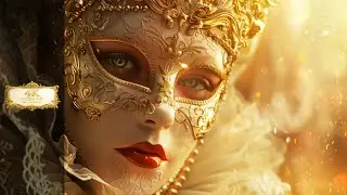 Venetian Gold Carnival Ornate Mask 4K | Aesthetic Luxury Portrait in Gold Frame | Silent TV Art