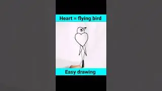 Heart = flying parrot bird drawing easy #shorts