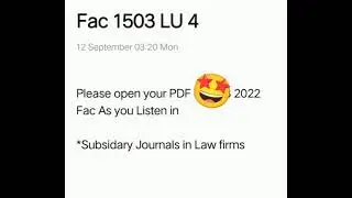Fac 1503 Learning Unit 4 Subsidiary journals in Fac. #fac #accounting #unisa