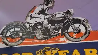 Goodyear Motorcycle Tires Porcelain Flange Sign #motorcycle #porcelain #flange #sign #goodyear