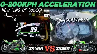 2023 Kawasaki ZX4RR 🆚️ ZX25R | 0-200kph Acceleration | Top Speed Attempt 🔥🔥