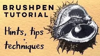 How to use a brush pen NO PENCIL LINES! // Conker ink drawing tutorial