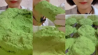 ASMR 얼음먹방 HEAVY MATCHA POWDERY CRUNCH ICE BLOCK ICE EATING ASMR 💚🍵 GREEN ICE MUKBANG 녹차 | 抹茶