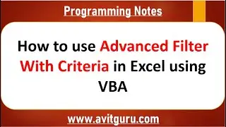 How to use advanced filter with criteria in excel using VBA