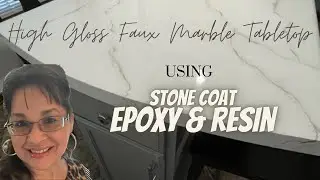 DIY MARBLE COUNTERTOP | Update & Paint a Laminate Table | How To | Stone Coat Epoxy Resin | Makeover