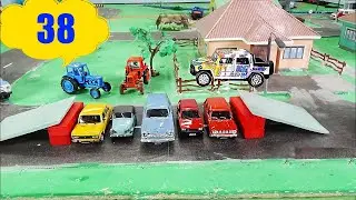 A car jumps from a springboard