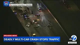 Deadly crash shuts down southbound 405 Freeway in Encino