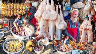 Most Crowd Cheap Street food in Afghanistan | Kabuli pulao | biryani | Roasted chicken | Street food