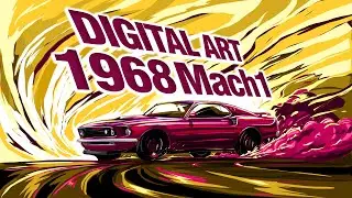Digital Art Speedpaint &ndash; 1968 Mach 1 Muscle Car Design | tutorial | speedart
