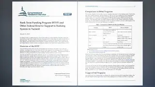 Bank Term Funding Program (BTFP) and Other Federal Reserve Support to Banking System in Turmoil