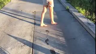 Girl barefoot footprints. Part 1