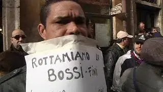Demonstrators in Rome call for immigration law change.