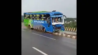 Intercity Bus Meets With Accident at Verna Flyover