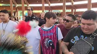 Opie Day leads Grande Ronde Pow-wow singers in Song!