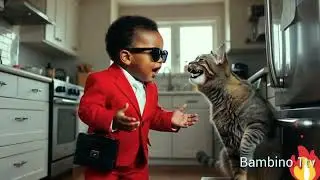 Dam dam funny Cat Tries to Be Cool to baby boss but fails #funnycatcomedy#babyboss