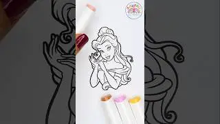 Draw Belle 🌈👸🏽 #disney #belle #forkids #coloring #cartoon #princess #shorts