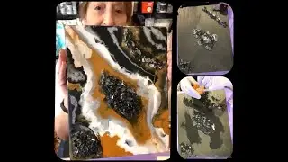 # 283 Resin Pour Geode Black Gold White Pt.1 Crushed Glass #glassart #resinart #diycrafts