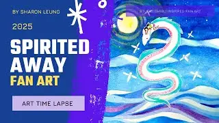 🎨PAINT WITH ME Art Time Lapse Studio Ghibli Inspired Fan Art Based on Spirited Away Haku and Chihiro