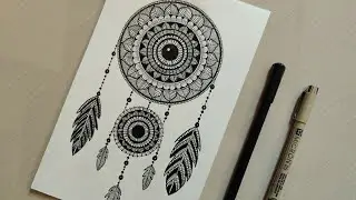 How to Draw Dream Catcher Mandala Art / Easy Mandala Drawing / How to Draw Mandala for Beginners