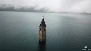 Sunken Church Tower at Reschenpass - South Tyrol - Drone Teaser
