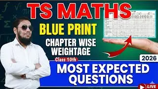 🎯TS MATHS | BLUE PRINT| Chapter wise WEIGHTAGE.| Most Expected QUESTIONS 