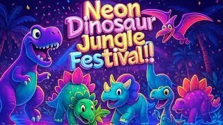 Neon Dinosaur Jungle Festival &ndash; Dino Dance Party for Kids | MilkyMooTV