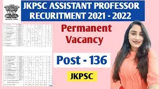 jkpsc assistant professor vacancy  2021 2022 | assistant professor recuritment | permanent post |
