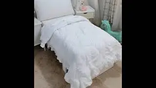 Toddler bedding set neutral white comforter sheet set 4 piece bed in a bag