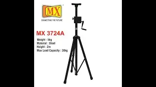 MX Heavy duty Tripod Speaker Stand with hand Crank for Speakers load upto 30 kg