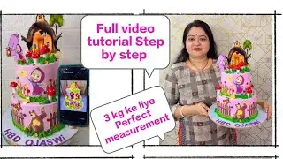 3 kg cake ka perfect measurement and tutorial on Masha & Masha theme cake #subscribe #like