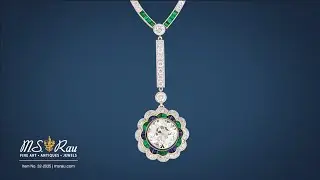 Art Deco Diamond, Emerald and Sapphire Necklace | M.S. Rau