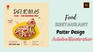 Adobe Illustrator Tutorial: Restaurants Poster Design | How to Design Restaurant Flyer Design