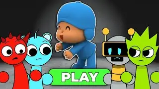 Sprunki Fun Bot & Owakcx & Sky & Raddy Played Run From Pocoyo Obby in ROBLOX 