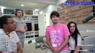 CrazySlick SITS on Kaceytron's LAP then fights with Russ over Minx and then Minx and Kaceytron fight