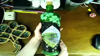 St  Patricks Day acrylic painted glass bottle art!