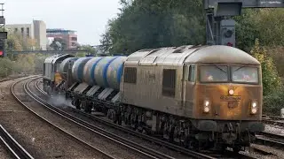 GBRf Class 69014 and 66304 at Chart Leacon Bridge on the RHTT