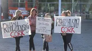 Right2Housing campaign with feet on the street outside County Hall Cork.24/10/19.