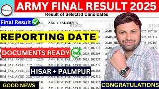 REPORTING DATE & DOCUMENTS LIST ARMY FINAL RESULT SELECTED CANDIDATES #army